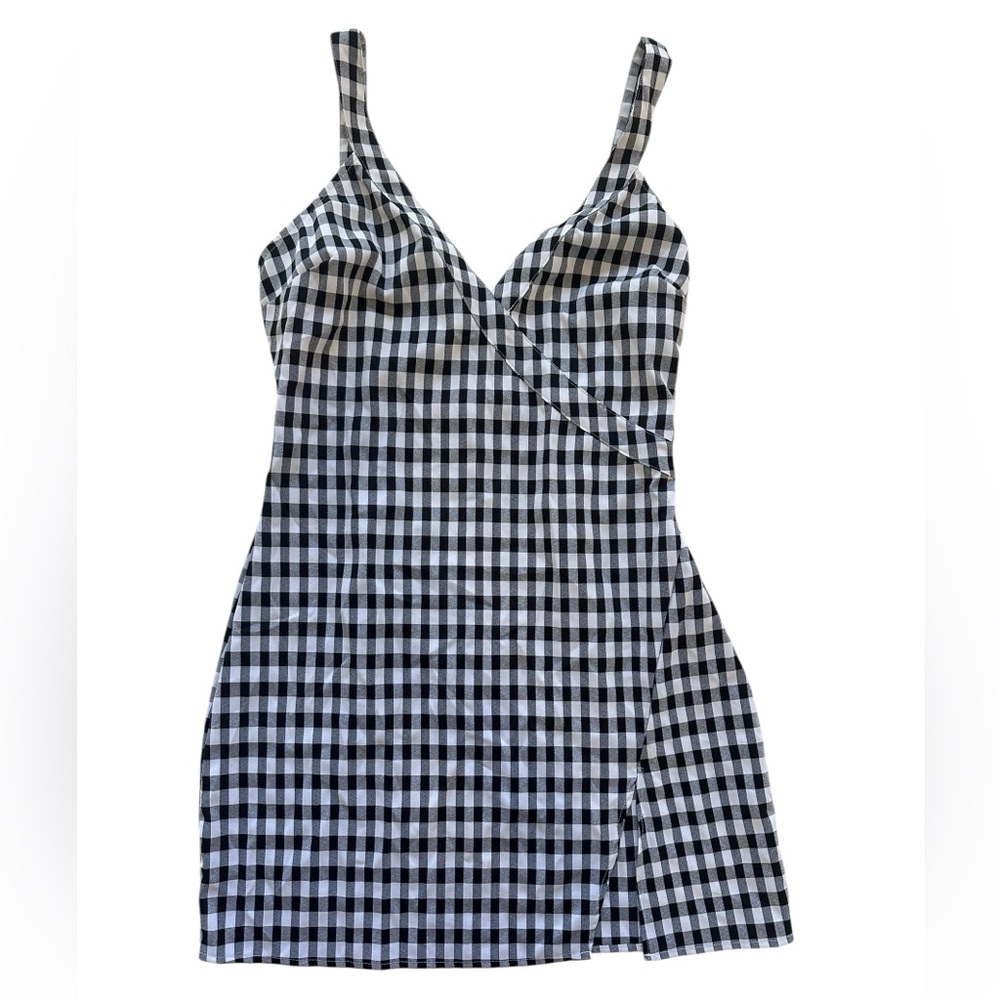 Tobi Black and White Gingham Mini Dress Size Medium